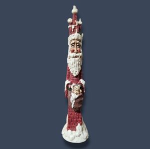 Vtg Santa Claus Figure Distressed Christmas Decor Red Brick Chimney 11” Pencil‎